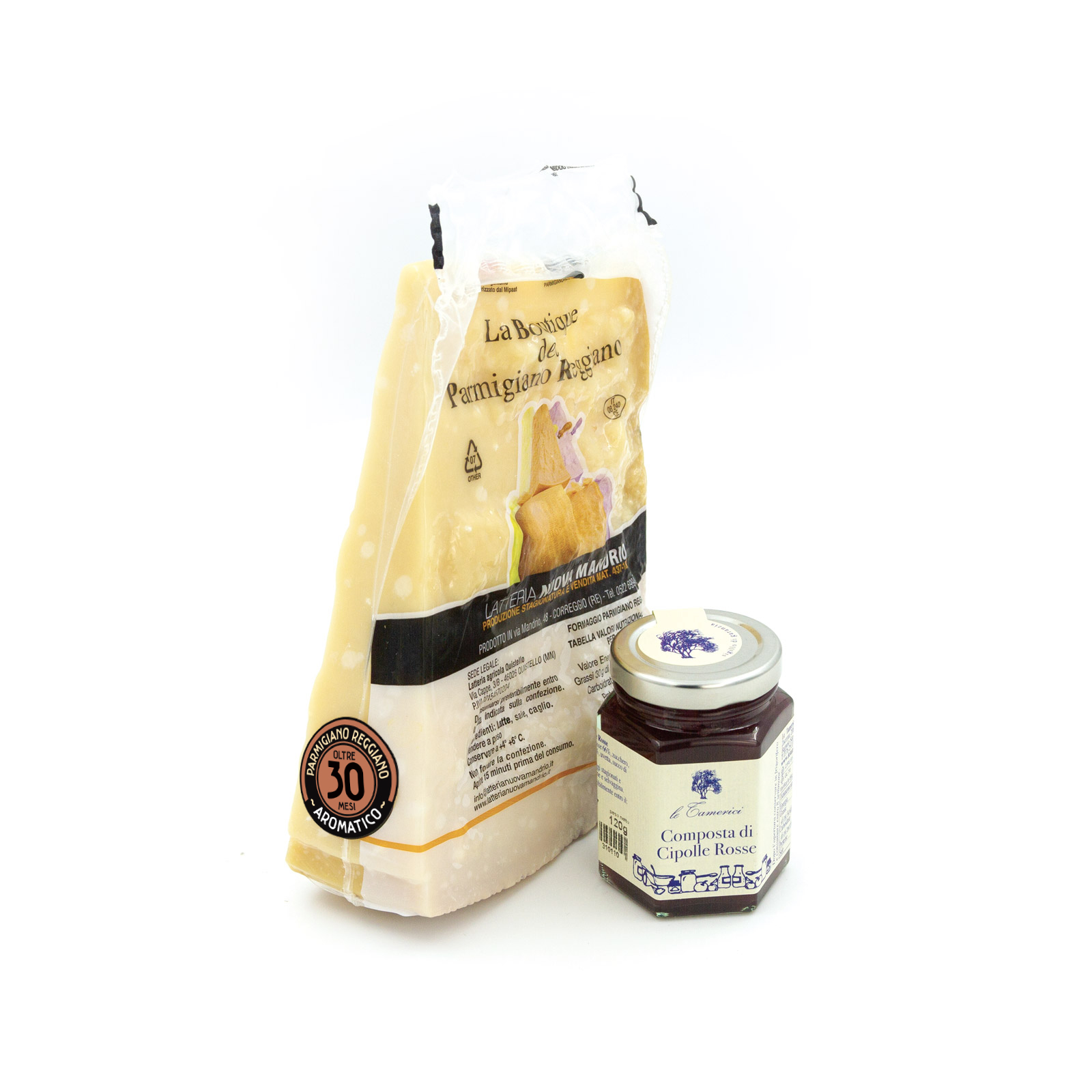 punta di parmigiano reggiano sottovuoto e vasetto di composta